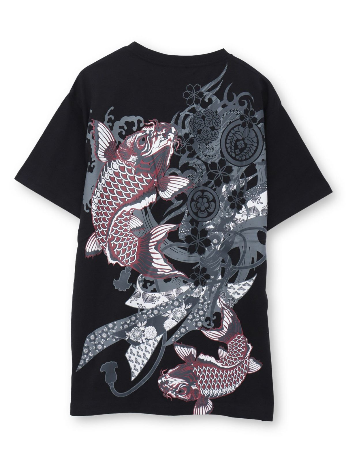 【和風景】登り鯉 刺繍入りプリントＴシャツ