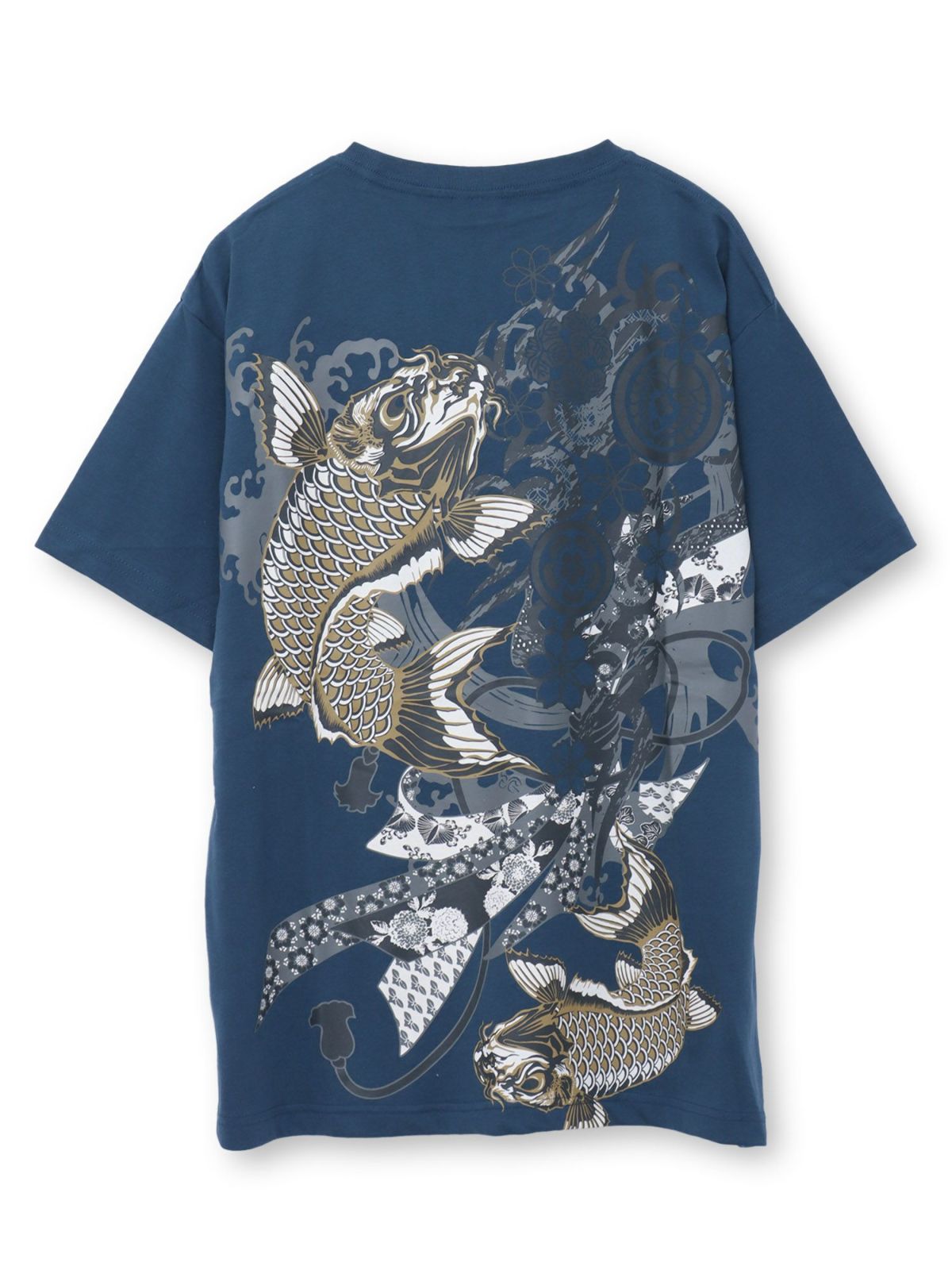 【和風景】登り鯉 刺繍入りプリントＴシャツ