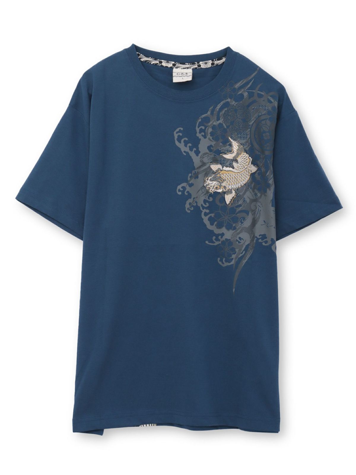 【和風景】登り鯉 刺繍入りプリントＴシャツ