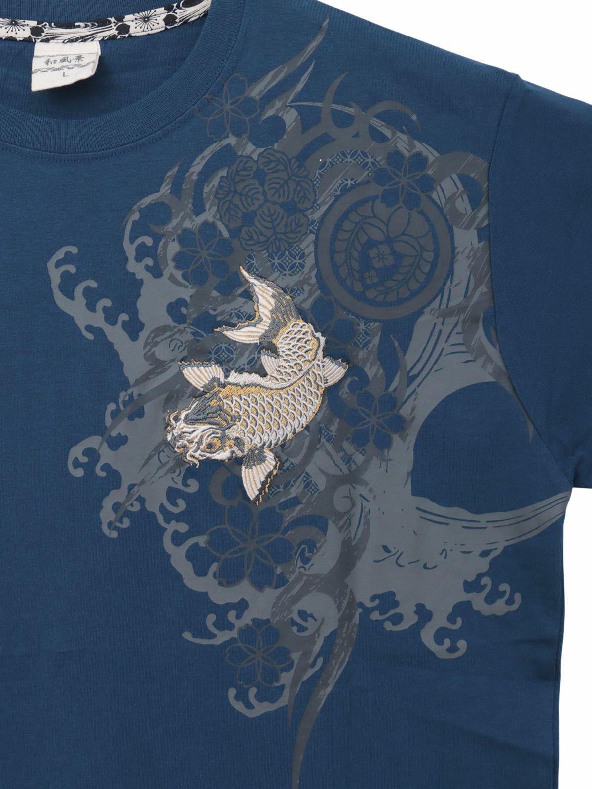 【和風景】登り鯉 刺繍入りプリントＴシャツ