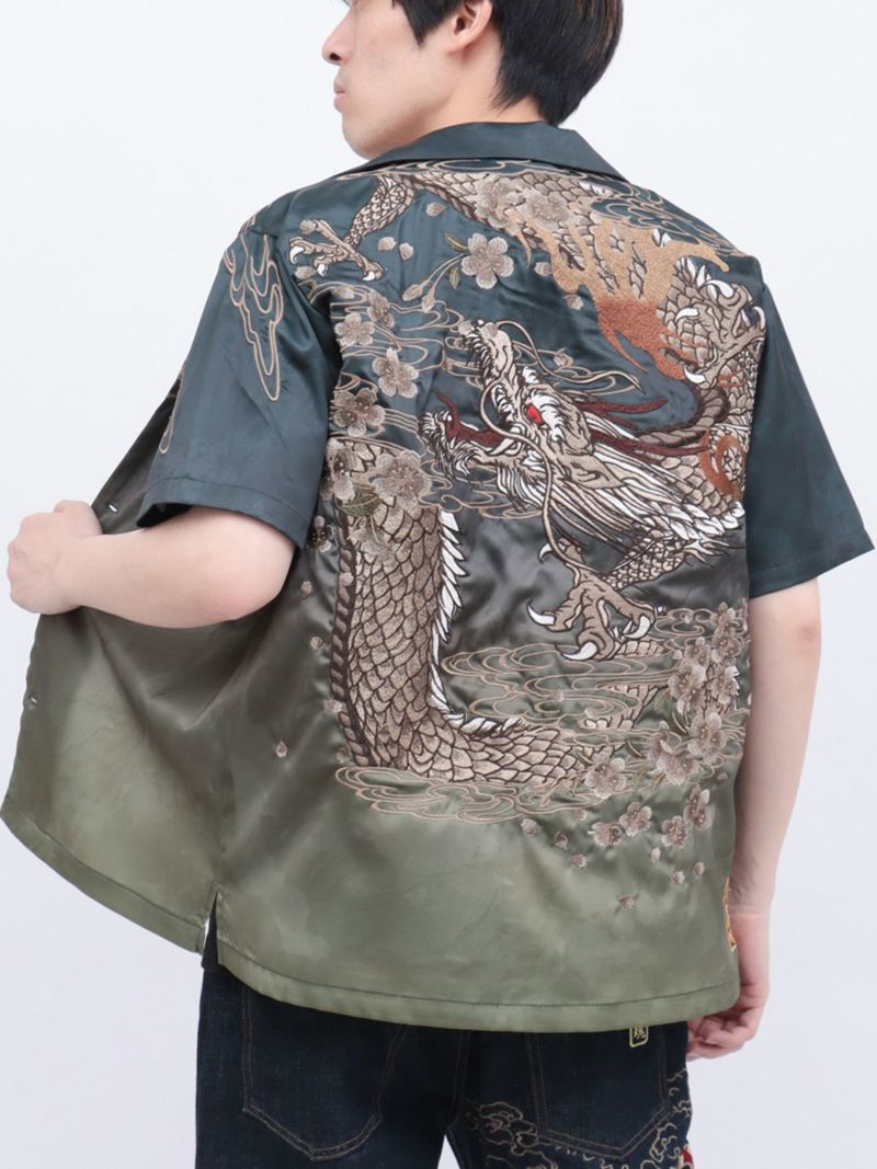 【絡繰魂・粋】“桜龍降臨”総刺繍アロハシャツ