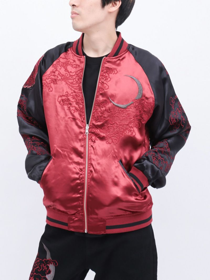 【絡繰魂・粋】“月光双龍”総刺繍リバーシブルスカジャン