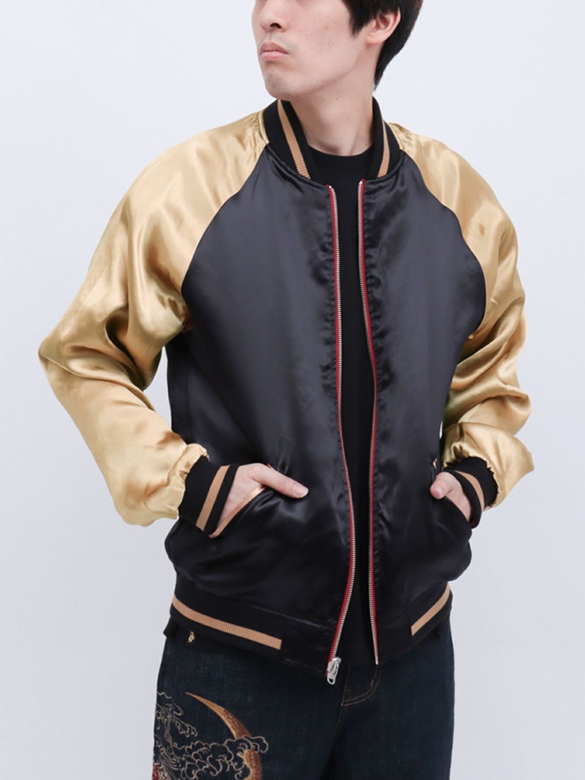 【絡繰魂・粋】“月光双龍”総刺繍リバーシブルスカジャン