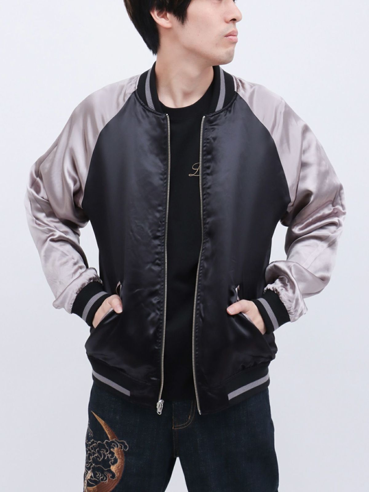 【絡繰魂・粋】“月光双龍”総刺繍リバーシブルスカジャン