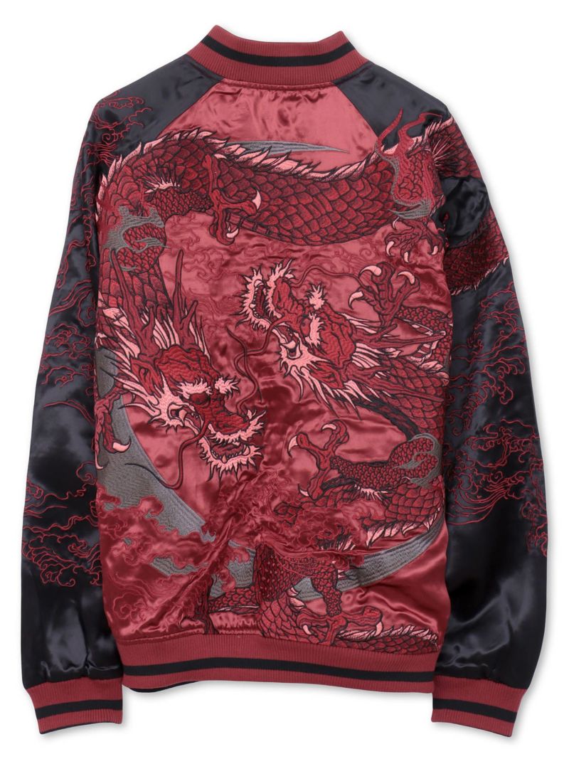 【絡繰魂・粋】“月光双龍”総刺繍リバーシブルスカジャン