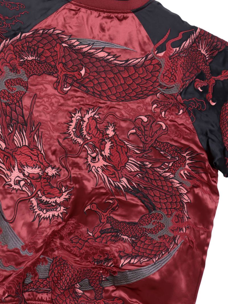 【絡繰魂・粋】“月光双龍”総刺繍リバーシブルスカジャン