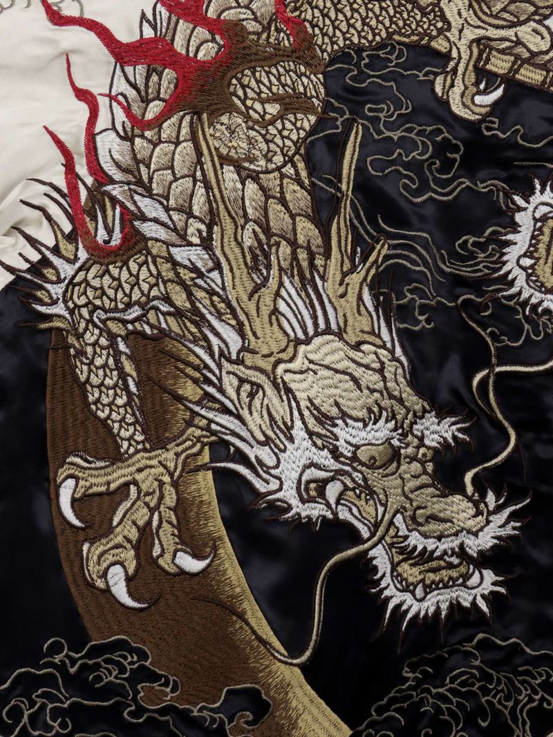 【絡繰魂・粋】“月光双龍”総刺繍リバーシブルスカジャン