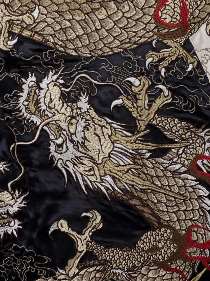 【絡繰魂・粋】“月光双龍”総刺繍リバーシブルスカジャン