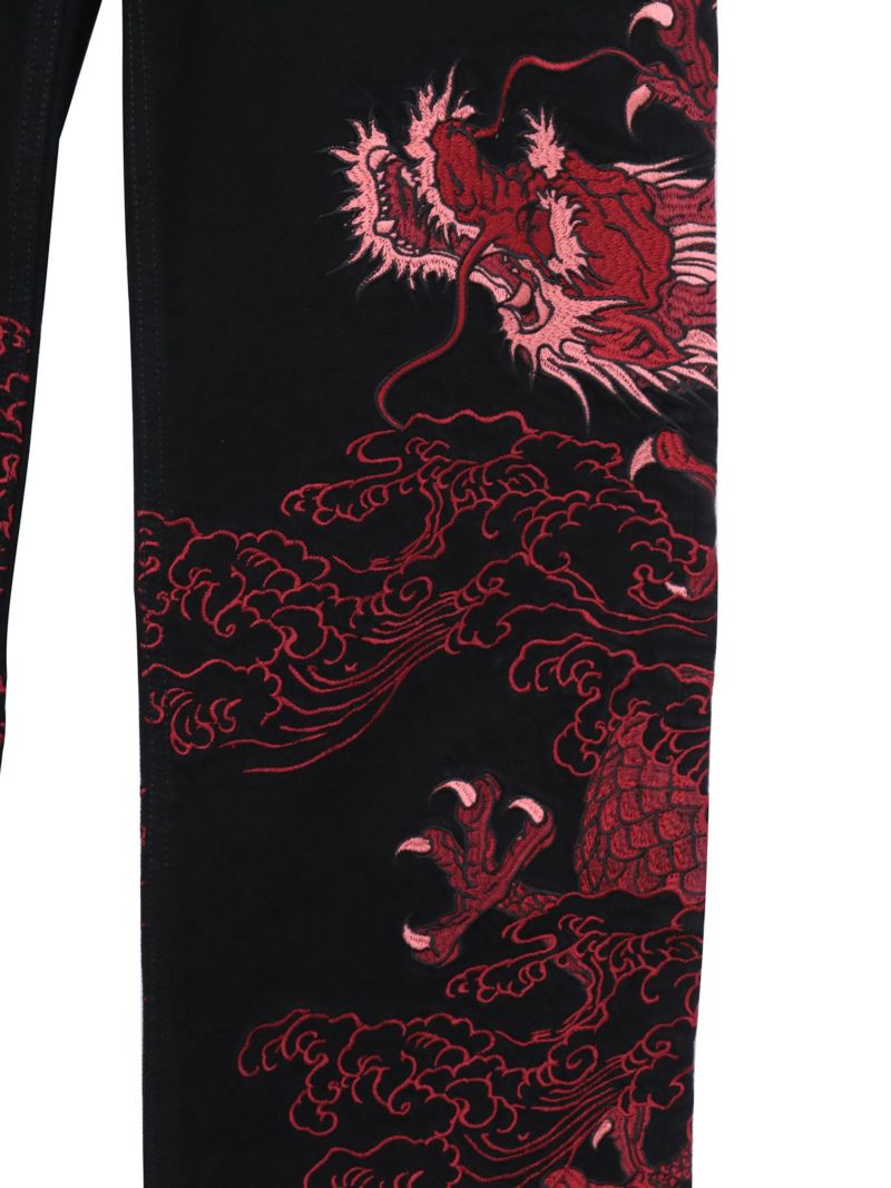 【絡繰魂・粋】“月光双龍”総刺繍デニムパンツ