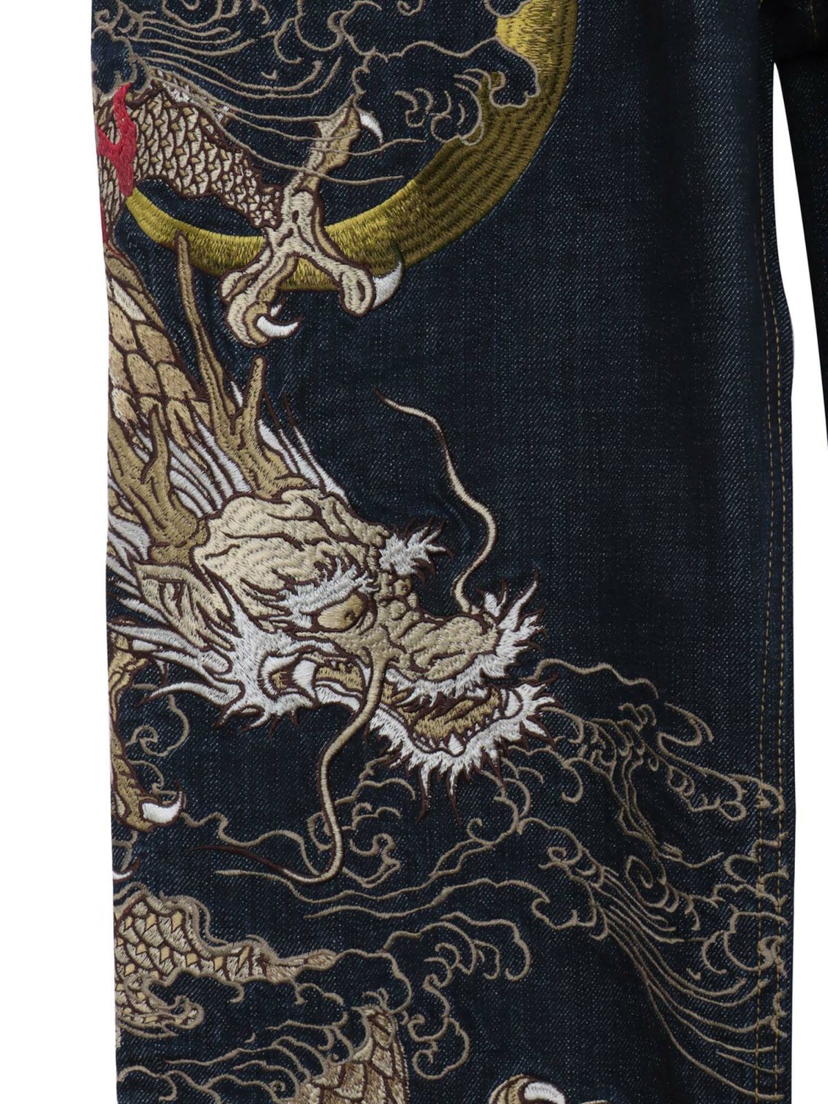 【絡繰魂・粋】“月光双龍”総刺繍デニムパンツ