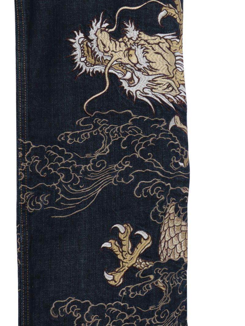 【絡繰魂・粋】“月光双龍”総刺繍デニムパンツ