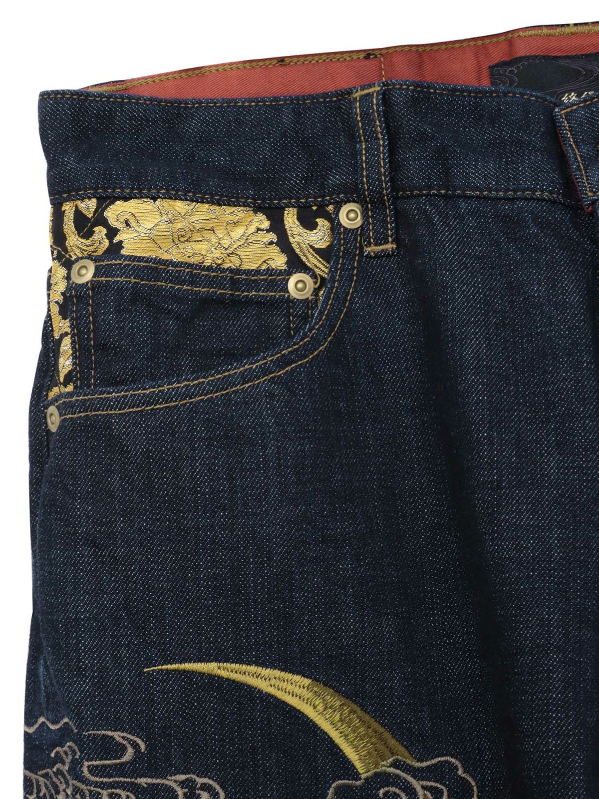 【絡繰魂・粋】“月光双龍”総刺繍デニムパンツ