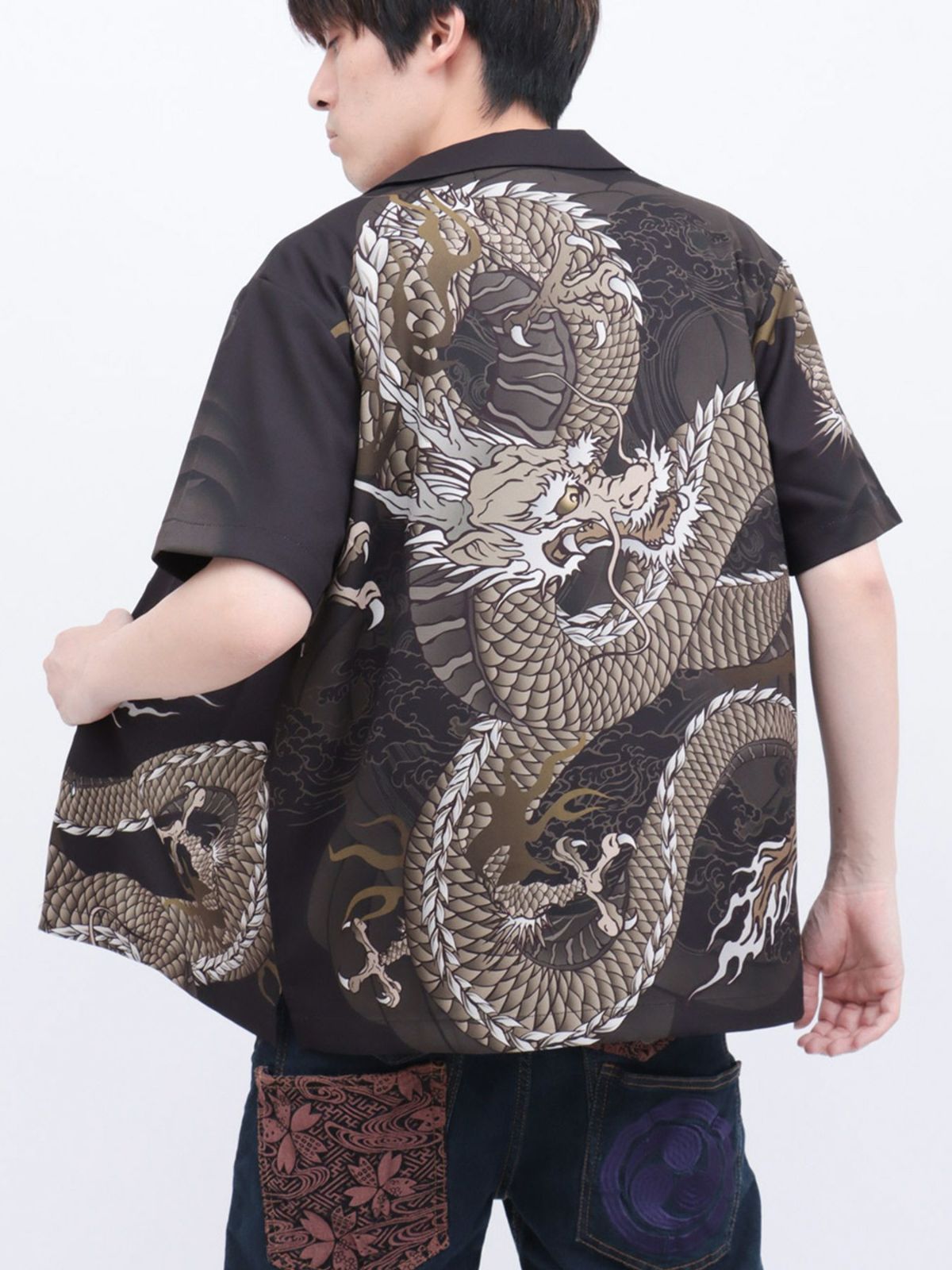 【絡繰魂・粋】“雲龍／座頭鯨”極彩アロハシャツ