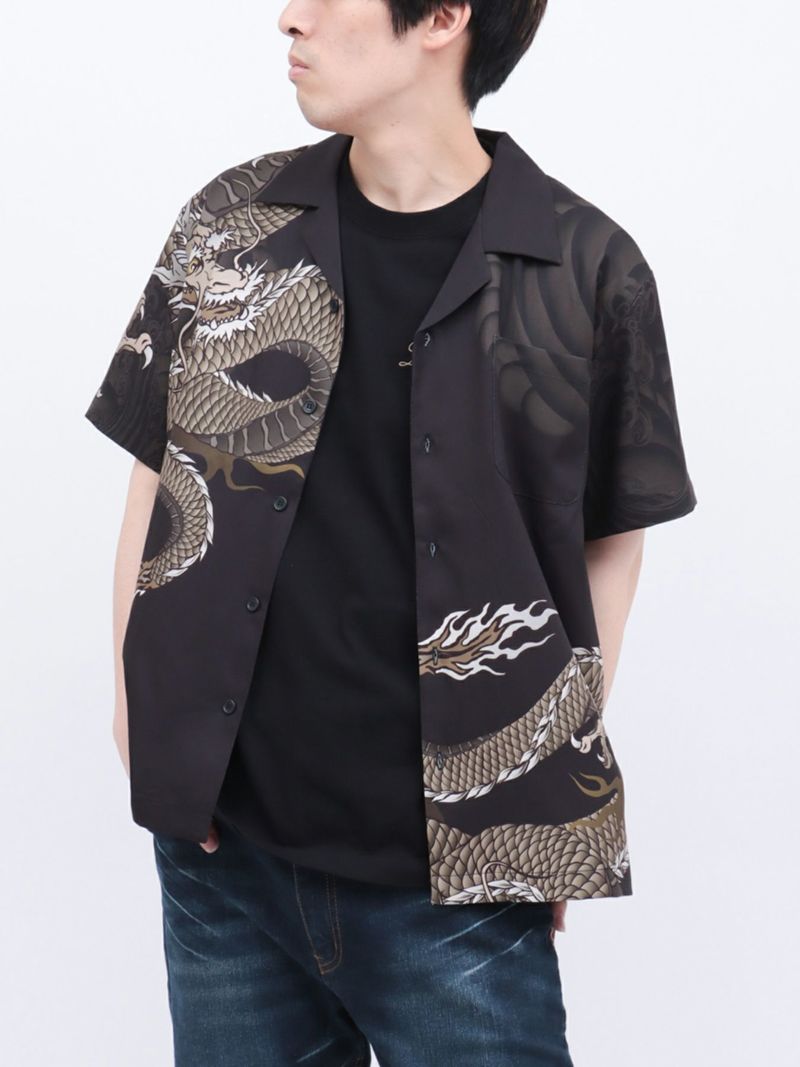 【絡繰魂・粋】“雲龍／座頭鯨”極彩アロハシャツ