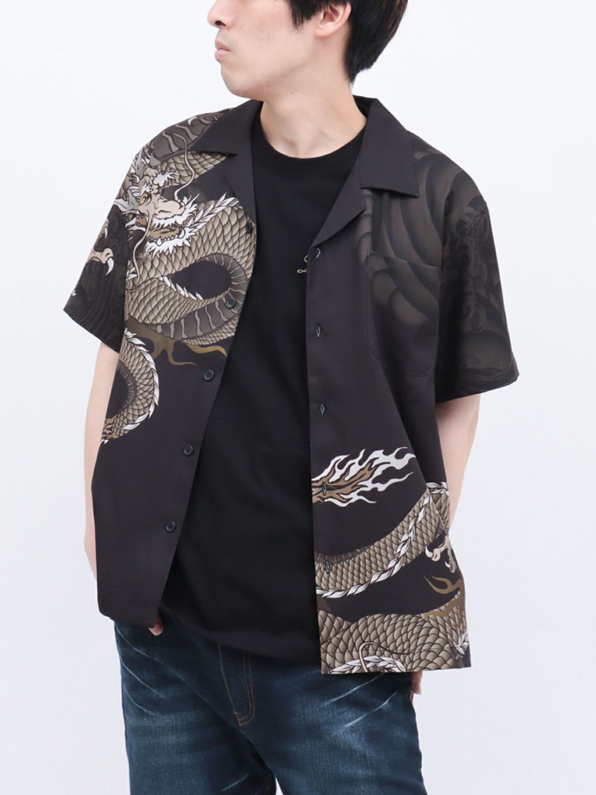 【絡繰魂・粋】“雲龍／座頭鯨”極彩アロハシャツ