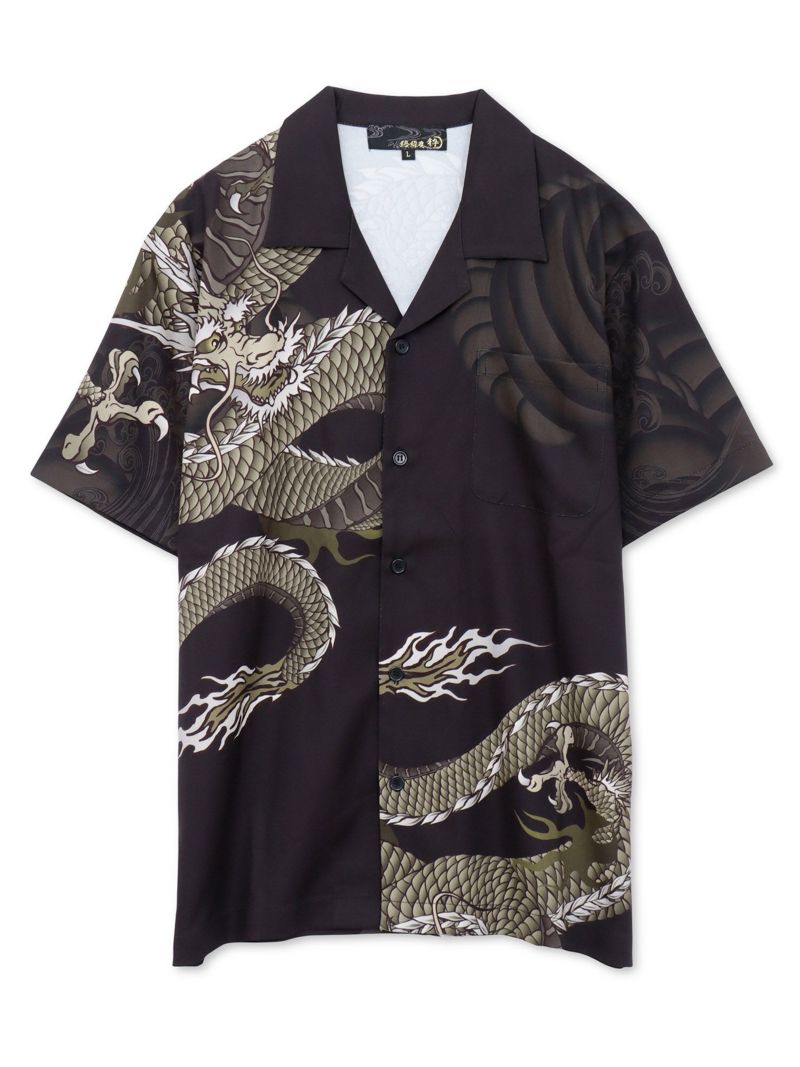 【絡繰魂・粋】“雲龍／座頭鯨”極彩アロハシャツ