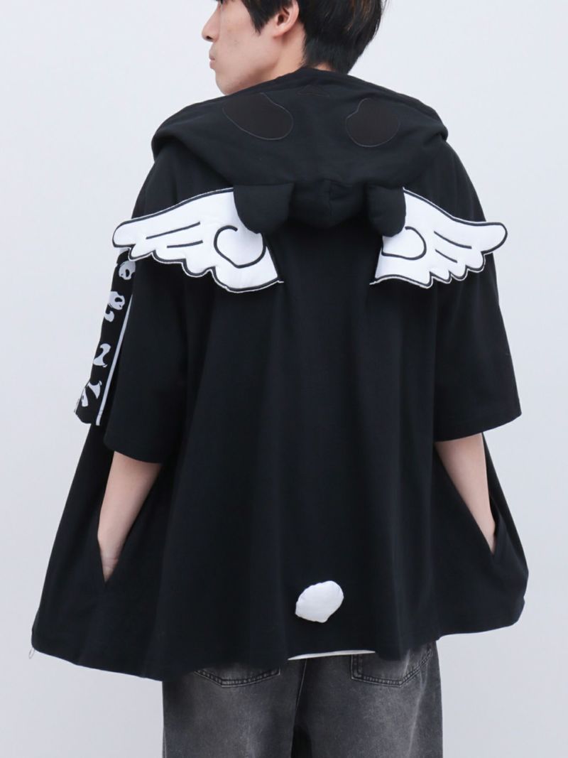 【PANDIESTA JAPAN】“夏のリアル天使の羽根付きパンダさん”BIGシルエット半袖ZIPパーカー