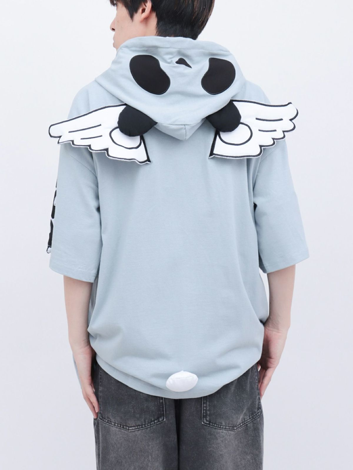 【PANDIESTA JAPAN】“夏のリアル天使の羽根付きパンダさん”BIGシルエット半袖ZIPパーカー