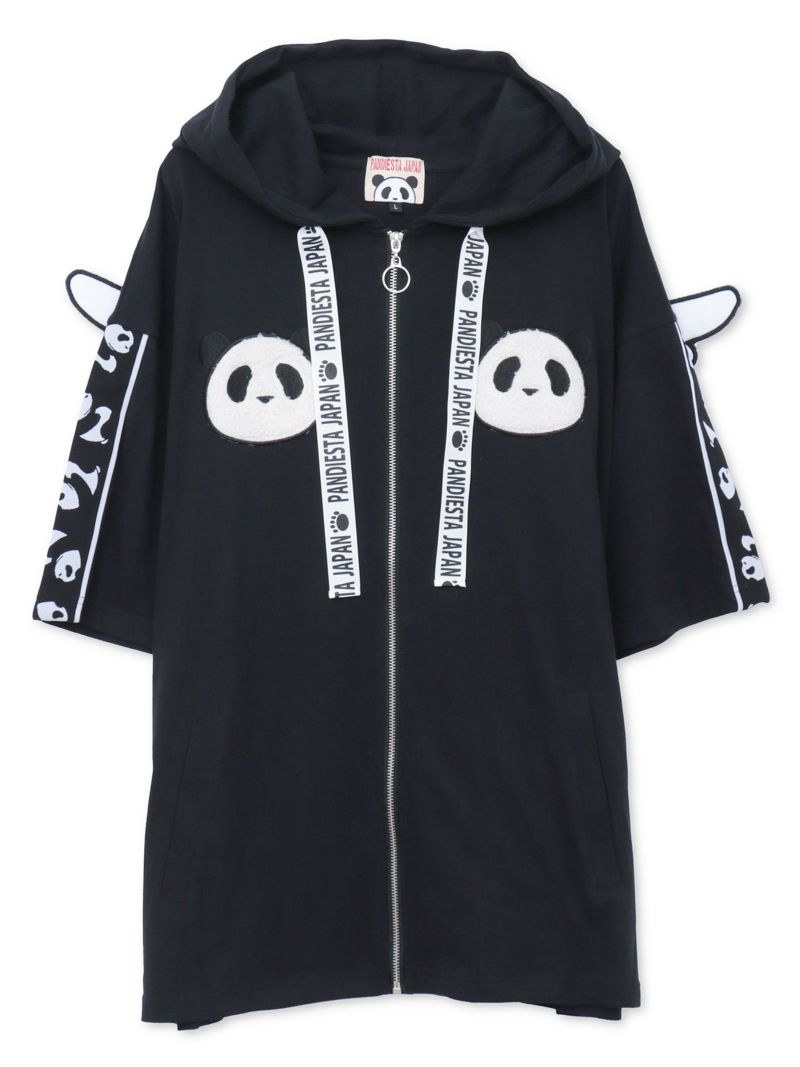 【PANDIESTA JAPAN】“夏のリアル天使の羽根付きパンダさん”BIGシルエット半袖ZIPパーカー