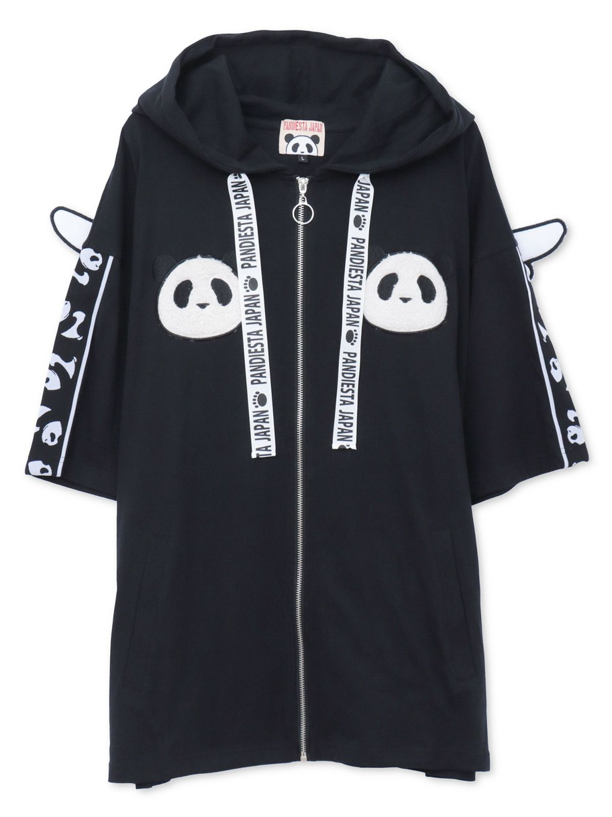 【PANDIESTA JAPAN】“夏のリアル天使の羽根付きパンダさん”BIGシルエット半袖ZIPパーカー