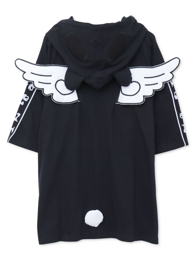 【PANDIESTA JAPAN】“夏のリアル天使の羽根付きパンダさん”BIGシルエット半袖ZIPパーカー