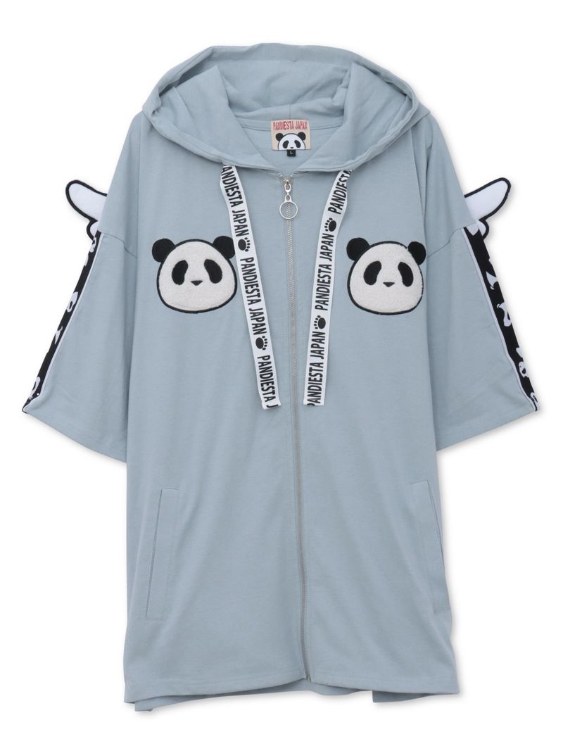 【PANDIESTA JAPAN】“夏のリアル天使の羽根付きパンダさん”BIGシルエット半袖ZIPパーカー