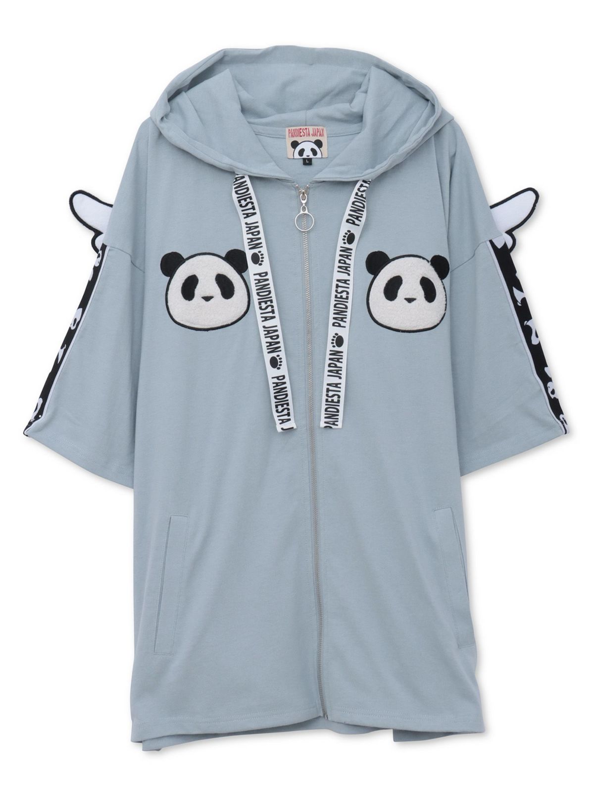 【PANDIESTA JAPAN】“夏のリアル天使の羽根付きパンダさん”BIGシルエット半袖ZIPパーカー