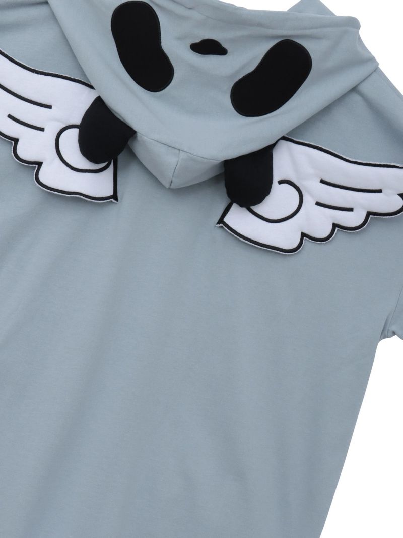 【PANDIESTA JAPAN】“夏のリアル天使の羽根付きパンダさん”BIGシルエット半袖ZIPパーカー