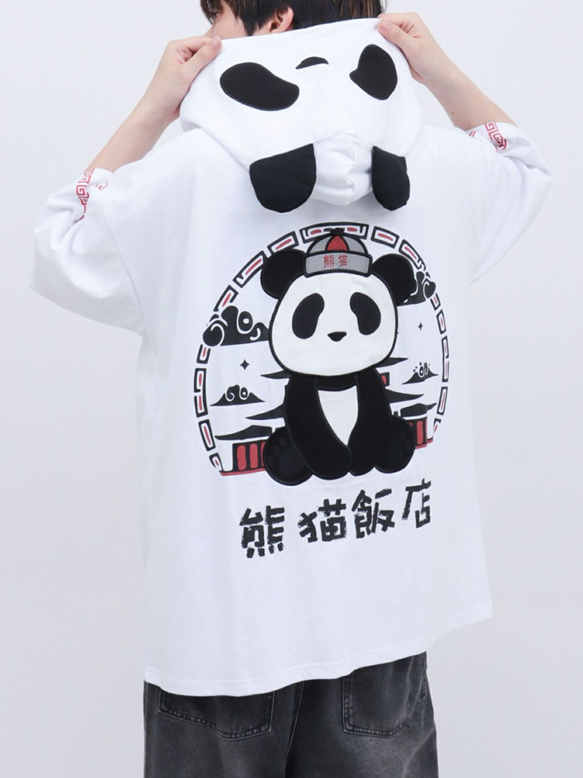 【PANDIESTA JAPAN】“中華屋パンダさん”BIGシルエット半袖ZIPパーカー