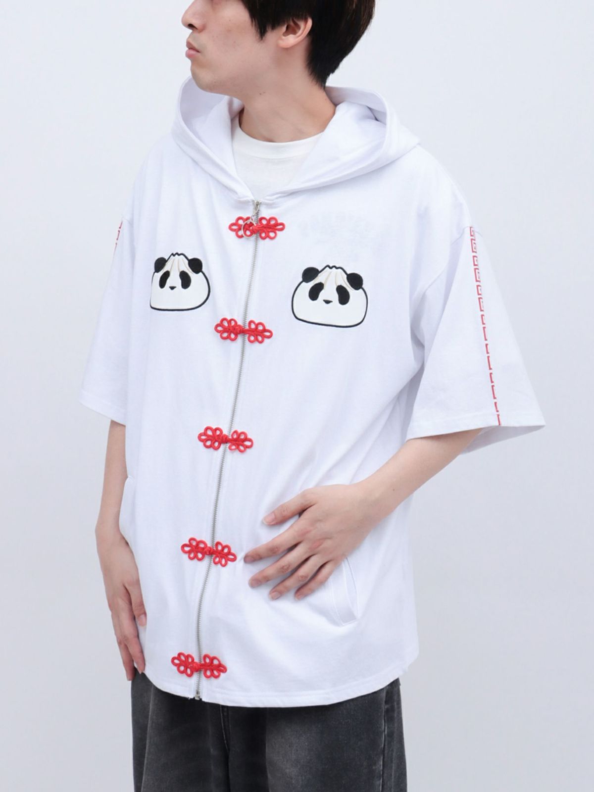 【PANDIESTA JAPAN】“中華屋パンダさん”BIGシルエット半袖ZIPパーカー