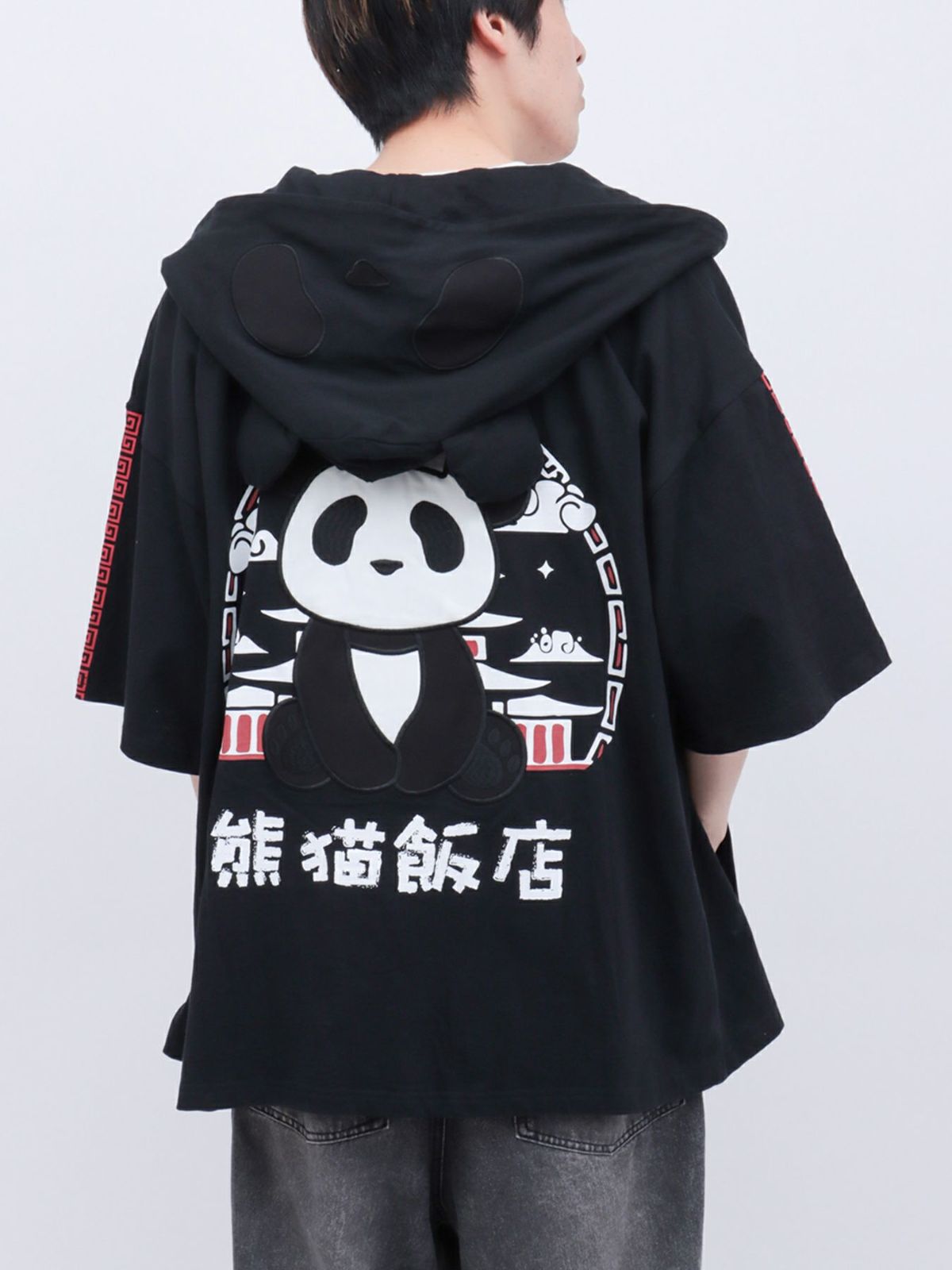 【PANDIESTA JAPAN】“中華屋パンダさん”BIGシルエット半袖ZIPパーカー
