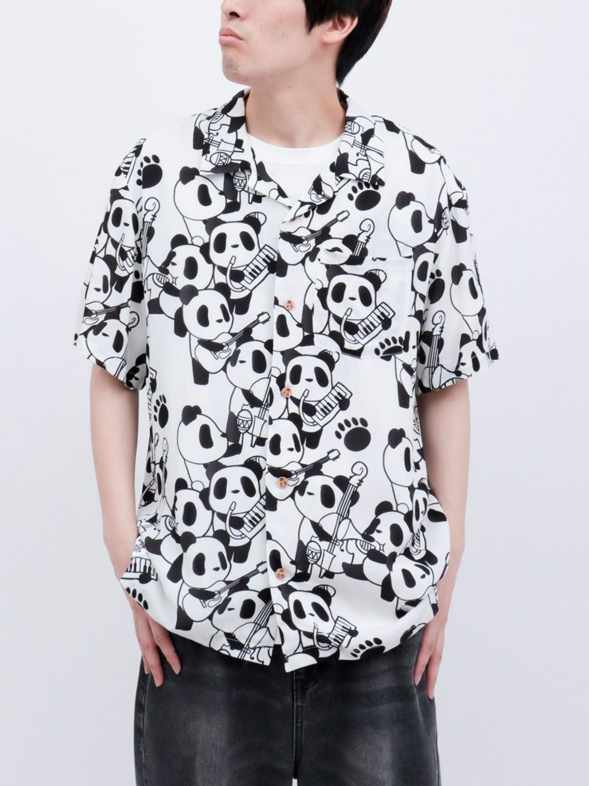 【PANDIESTA JAPAN】“くまねこ楽団”レーヨンアロハシャツ