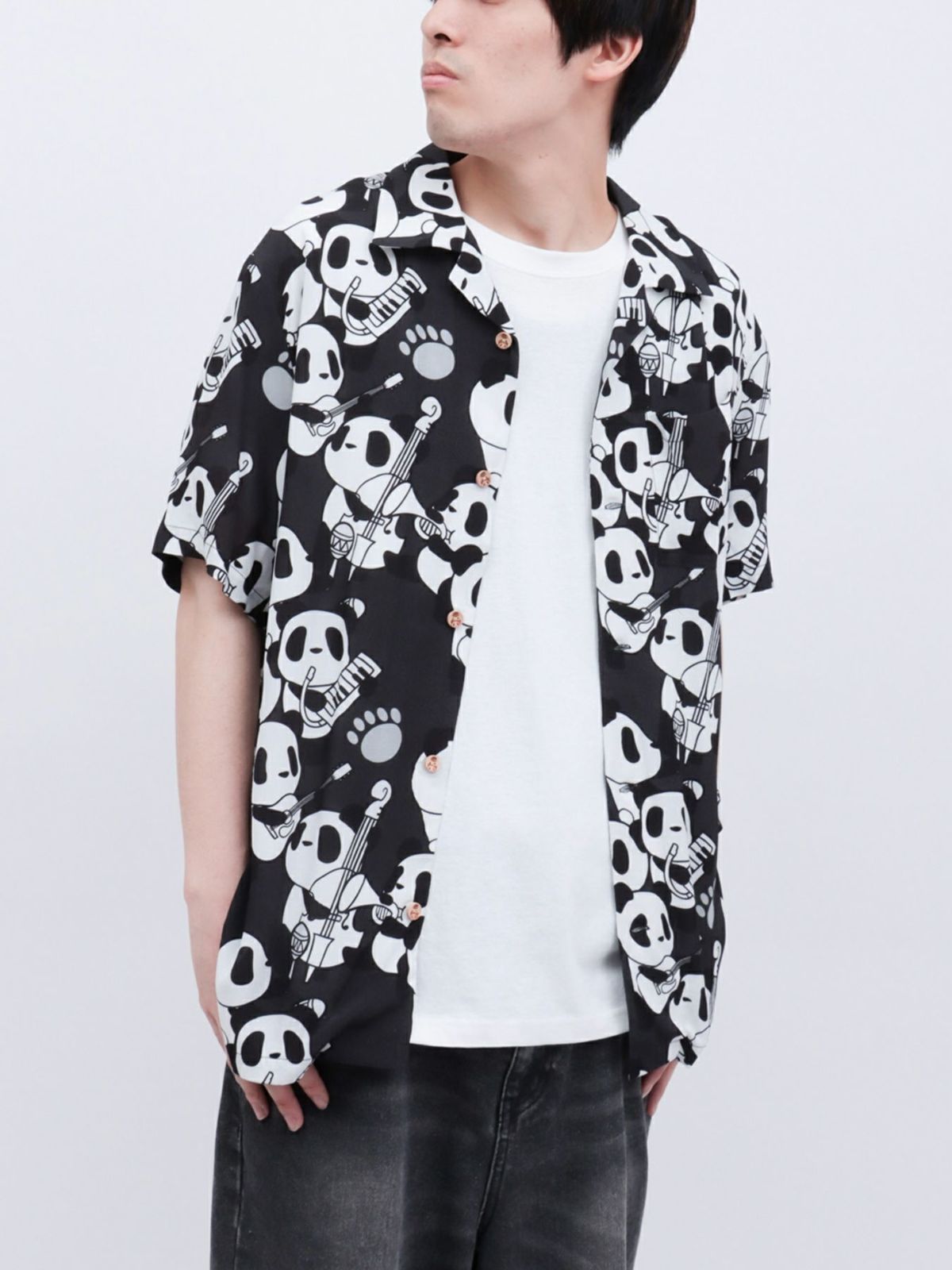 【PANDIESTA JAPAN】“くまねこ楽団”レーヨンアロハシャツ