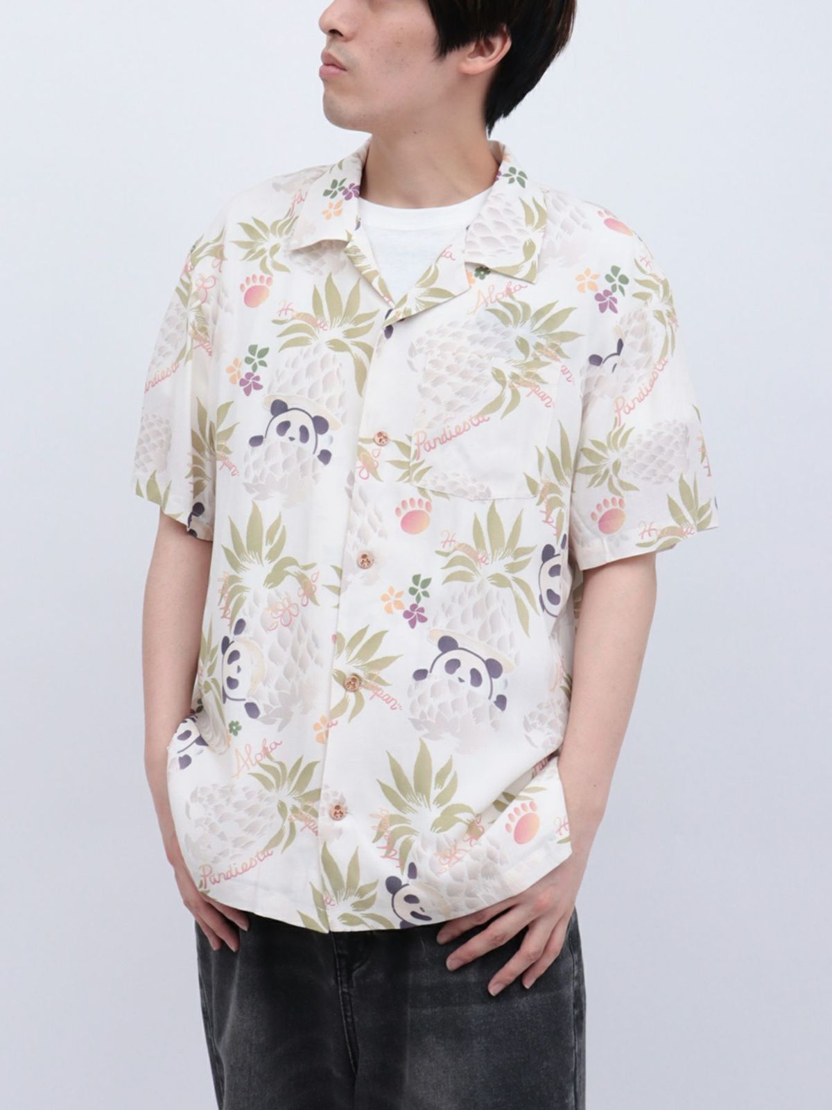 【PANDIESTA JAPAN】“パイナップルパンダ”レーヨンアロハシャツ