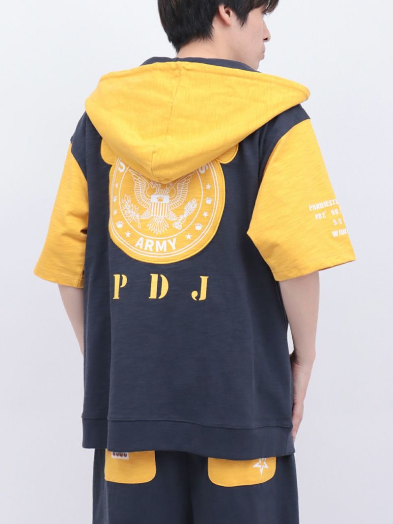 【PANDIESTA JAPAN】ミリタリー切替 半袖ZIPパーカー
