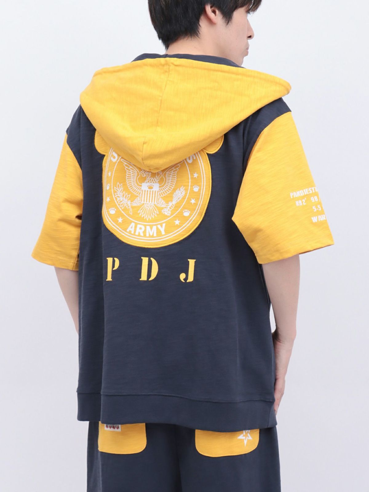 【PANDIESTA JAPAN】ミリタリー切替 半袖ZIPパーカー