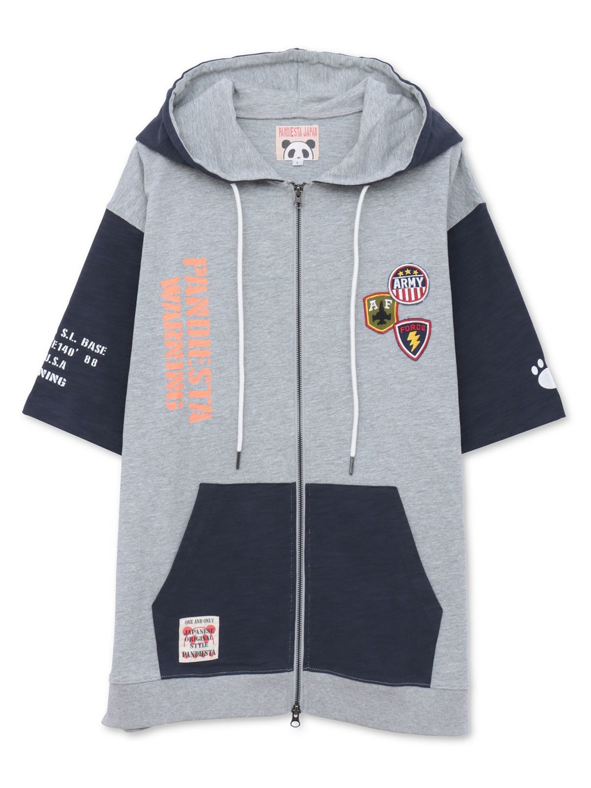 【PANDIESTA JAPAN】ミリタリー切替 半袖ZIPパーカー