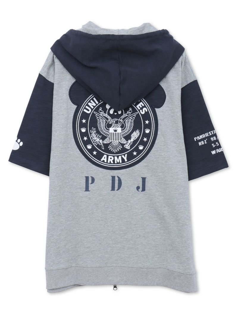 【PANDIESTA JAPAN】ミリタリー切替 半袖ZIPパーカー