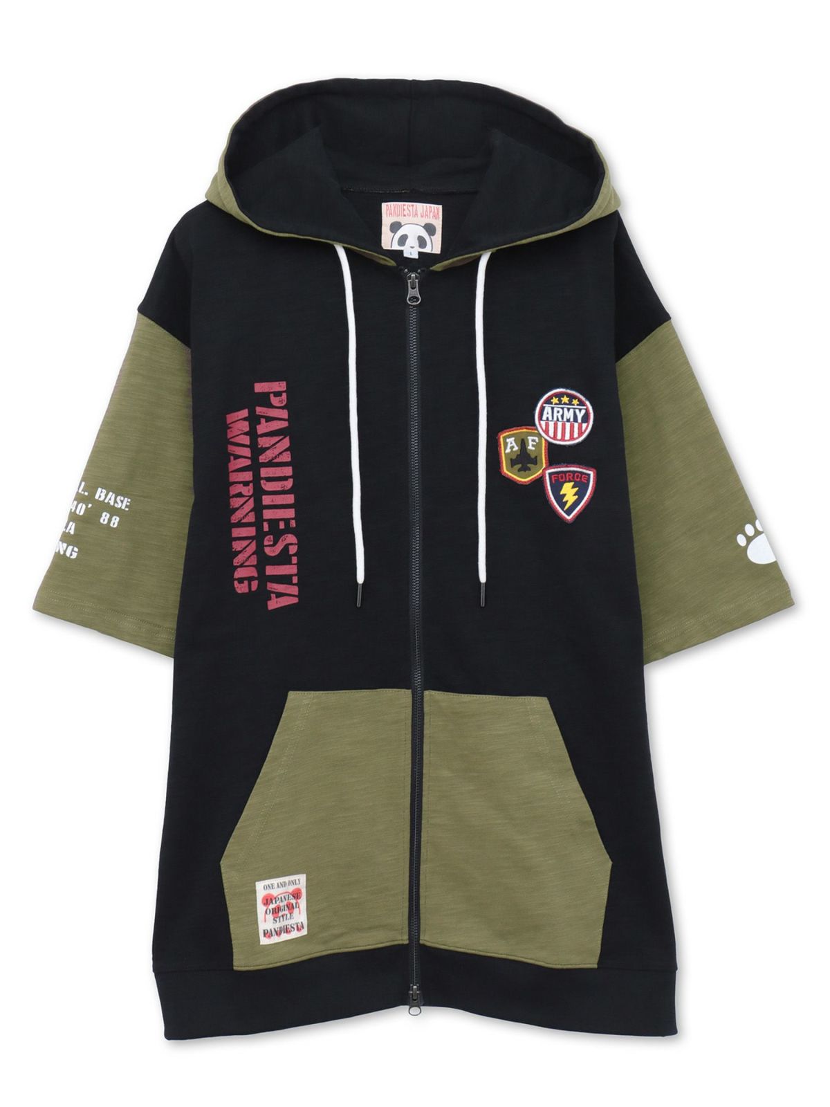 【PANDIESTA JAPAN】ミリタリー切替 半袖ZIPパーカー