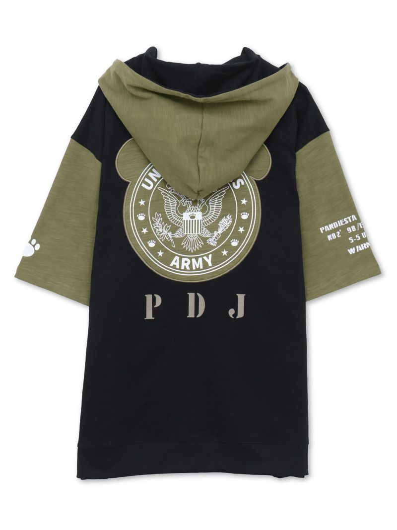 【PANDIESTA JAPAN】ミリタリー切替 半袖ZIPパーカー