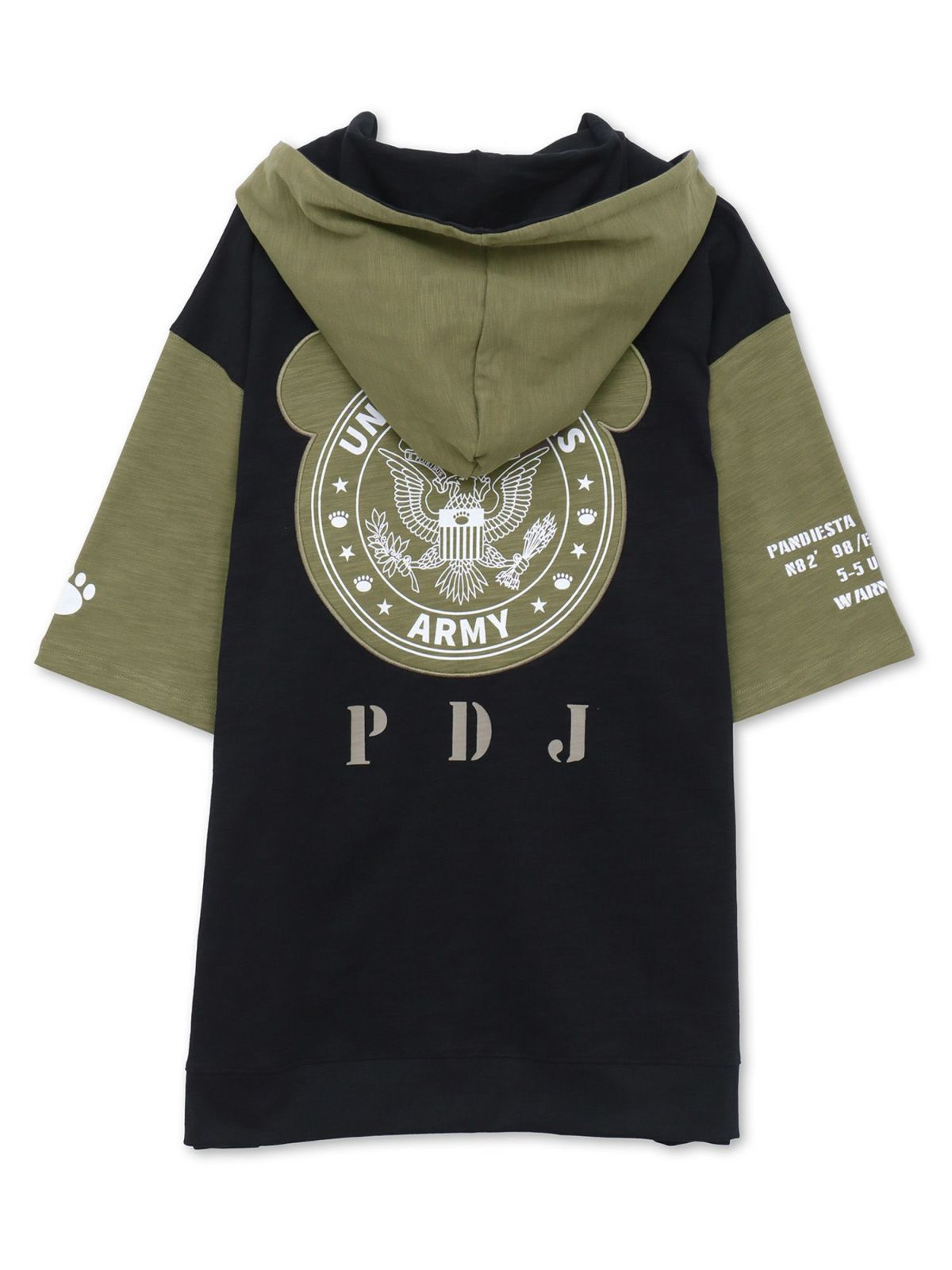 【PANDIESTA JAPAN】ミリタリー切替 半袖ZIPパーカー