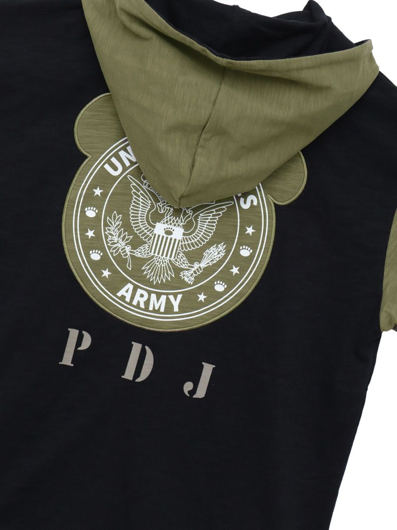 【PANDIESTA JAPAN】ミリタリー切替 半袖ZIPパーカー