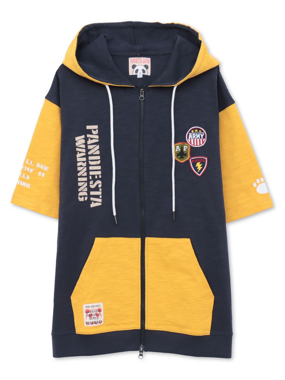 【PANDIESTA JAPAN】ミリタリー切替 半袖ZIPパーカー