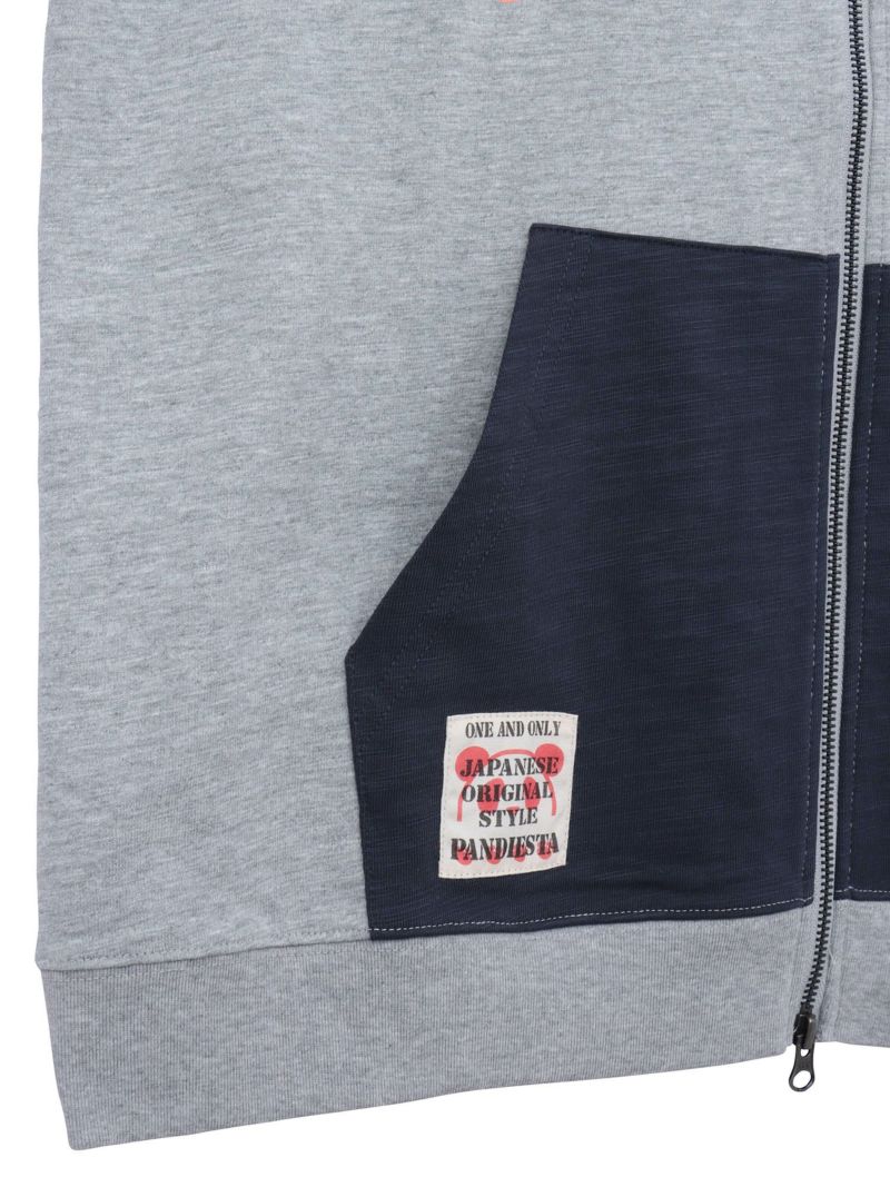 【PANDIESTA JAPAN】ミリタリー切替 半袖ZIPパーカー