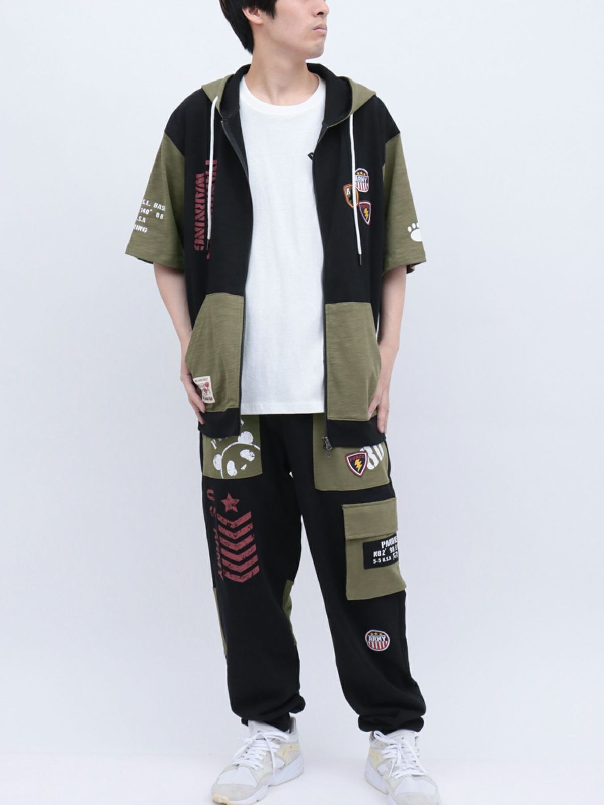 【PANDIESTA JAPAN】ミリタリー切替スウェットパンツ