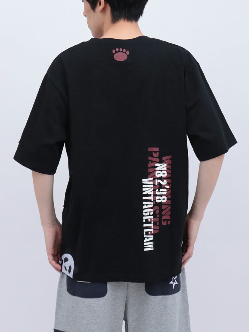 【PANDIESTA JAPAN】サコッシュ風ポケット付き ツイル切替Tシャツ