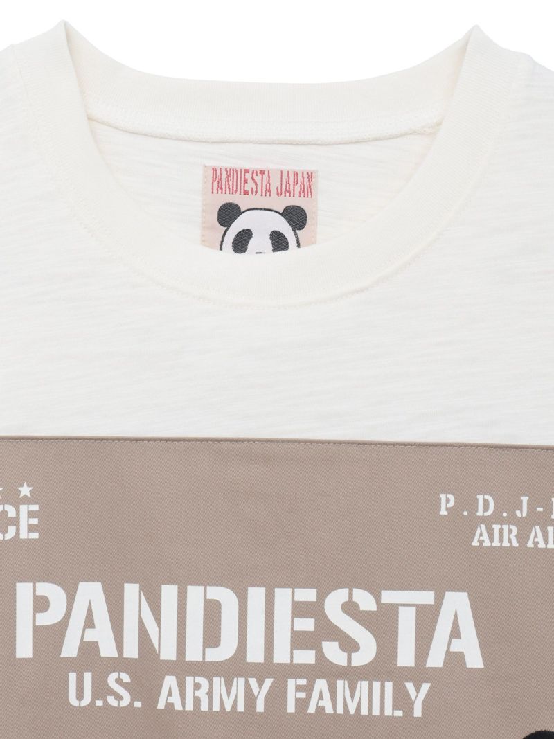 【PANDIESTA JAPAN】サコッシュ風ポケット付き ツイル切替Tシャツ