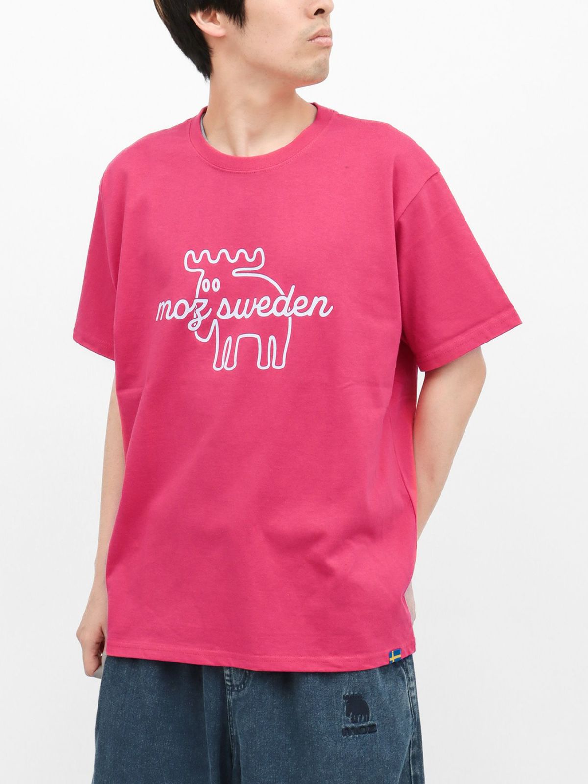 【moz】エルク線画プリントTシャツ〔別注〕