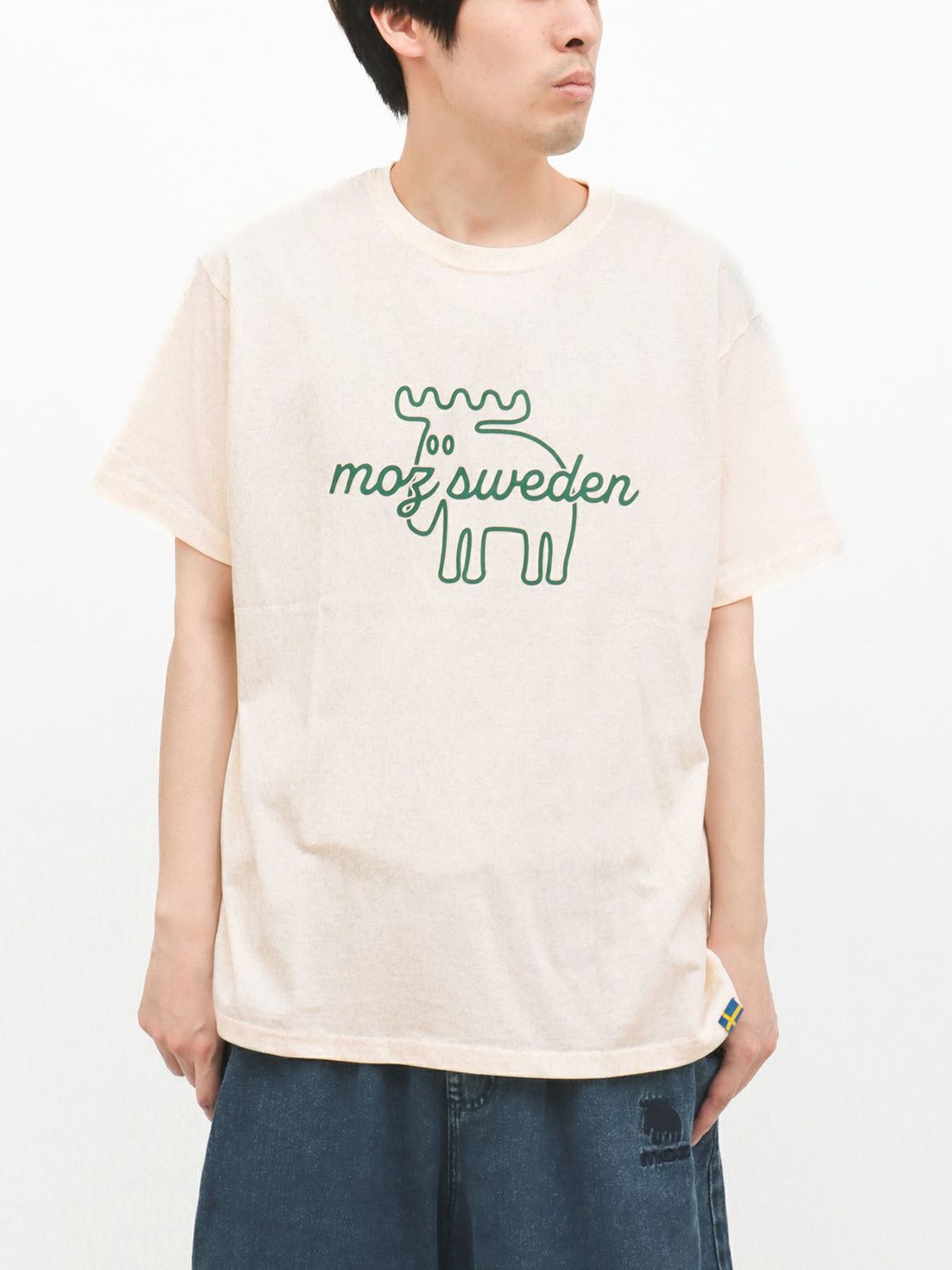 【moz】エルク線画プリントTシャツ〔別注〕