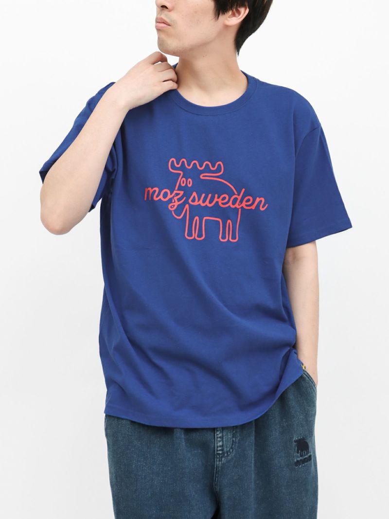 【moz】エルク線画プリントTシャツ〔別注〕